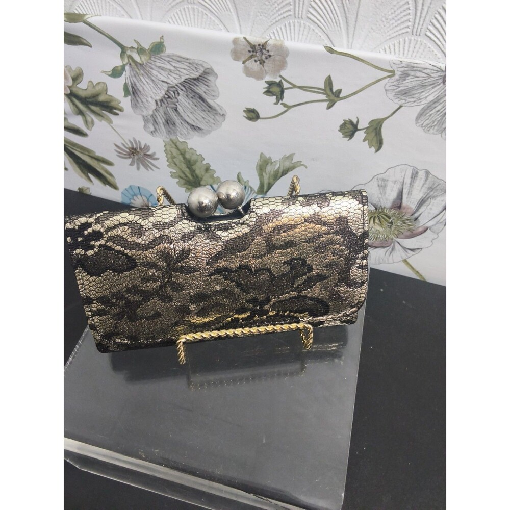 Black Lace Kiss Lock clutch wallet